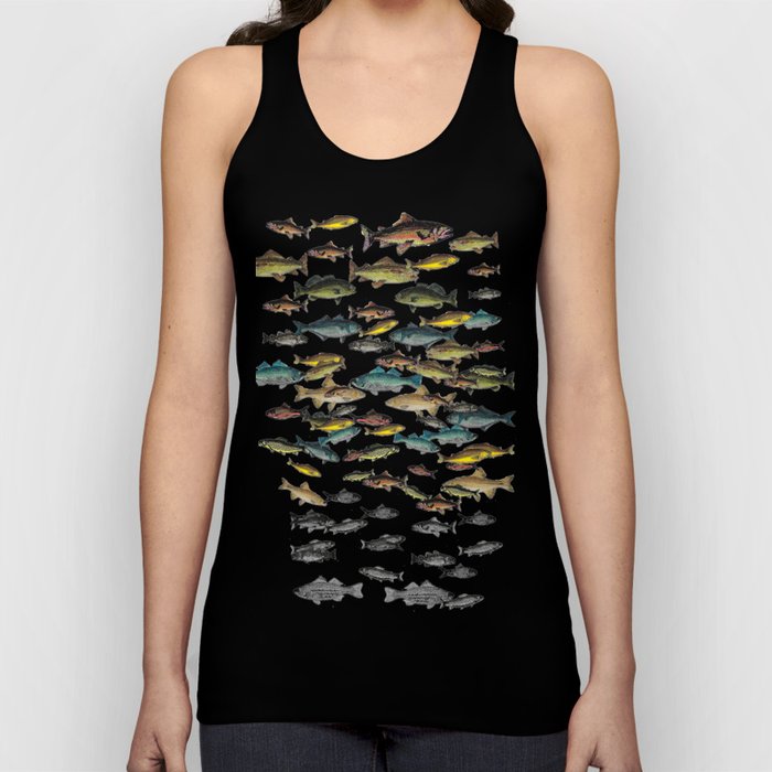 Fish Beach Nautical multicolor and black and white Tank Top