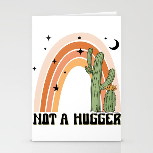 Not a hugger cactus Rainbow design Stationery Cards