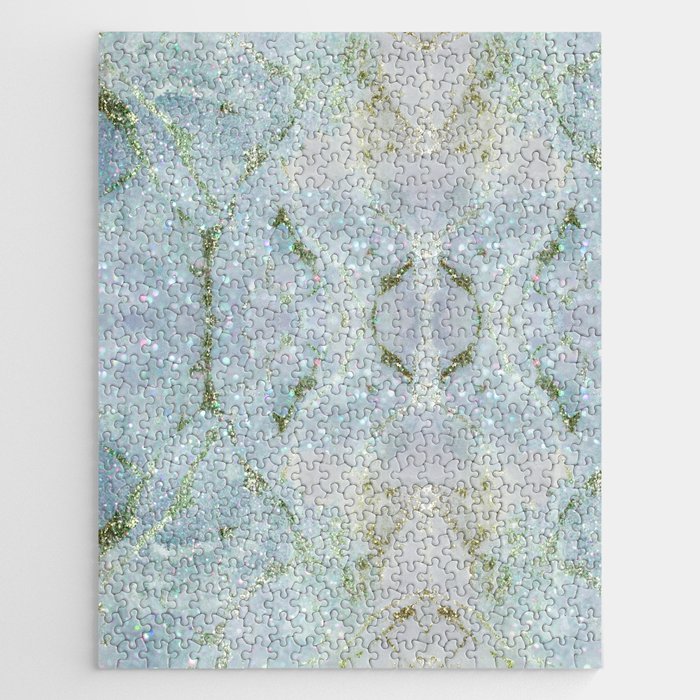 abstract iridescent white sparkle marble Jigsaw Puzzle