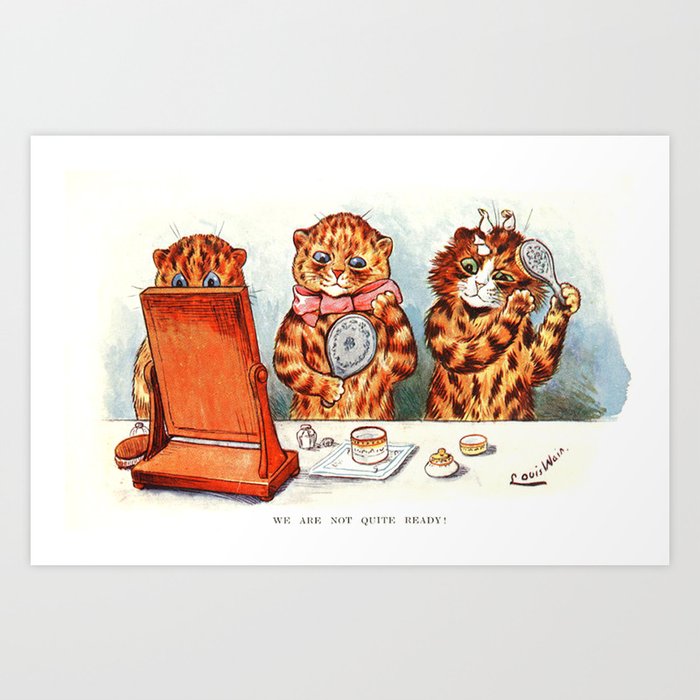 'We Are Not Quite Ready!' Louis Wain Cats Art Print