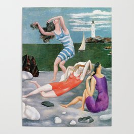 Pablo Picasso - The bathers lighthouse coastal beach female portrait painting for home and wall decor Poster