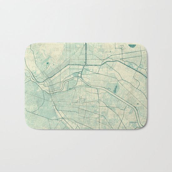 El Paso Map Blue Vintage Bath Mat