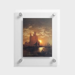  Moonlit Scene with Gothic Castle - Edward Moran Floating Acrylic Print