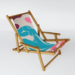 Vibrant Beach Nude with Ocean Seagrass Leaves Matisse Inspired Sling Chair