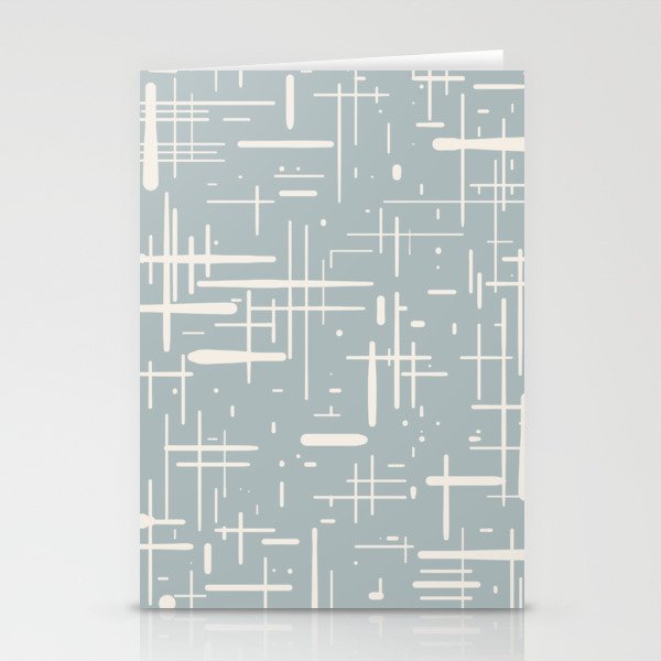 Mid-Century Modern Kinetikos Pattern in Light Blue Gray and Cream Stationery Cards