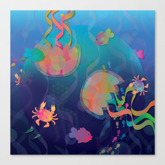 Neon Underwater Party Canvas Print