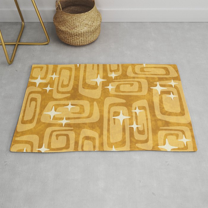 Mid Century Modern Cosmic Galaxies 585 Yellow Rug