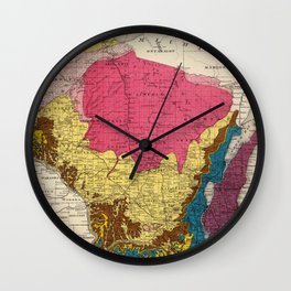 Vintage Wisconsin Geology Map (1878) Wall Clock