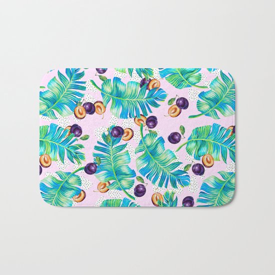 Pattern Plum & leaf Bath Mat