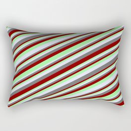 [ Thumbnail: Maroon, Green, Lavender, and Dim Gray Colored Lined Pattern Rectangular Pillow ]