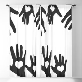 Heart Hand Graphic - Black and white Blackout Curtain