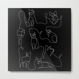 Cats in Black Metal Print | Gatos, Branco, Minimalismo, Drawing, Digital, Linhas, Preto 