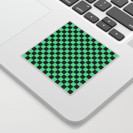 Mint Green and Black Check Pattern Sticker