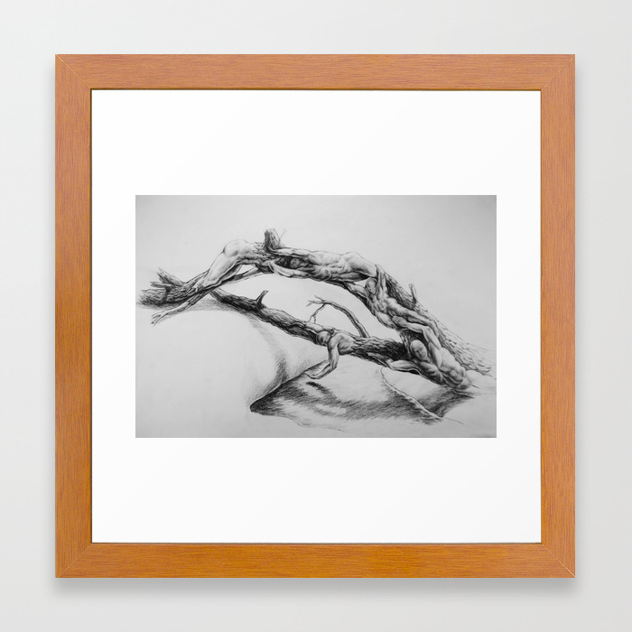 Fallen Tree People Figure Bridge Reaching For Water Hand Touching