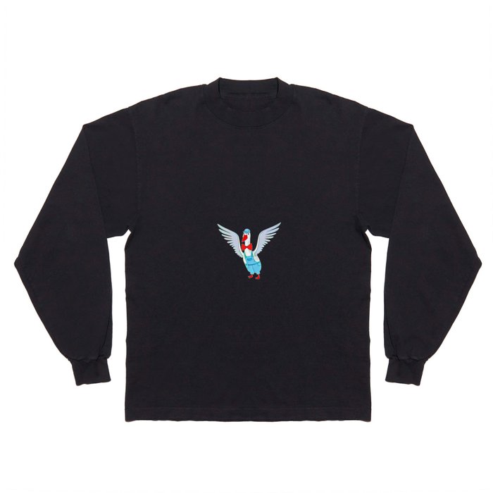 Cute White Goose Flapping Its Wings Long Sleeve T Shirt