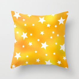 Yellow and White Star Pattern Throw Pillow