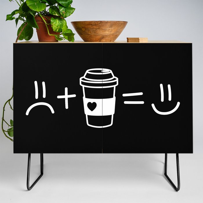 Sad Face Plus Coffee Equals Happy Face Credenza