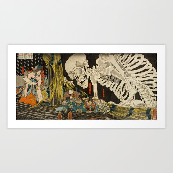 Mitsukuni Defying the Skeleton Spectre Invoked by Princess Takiyasha - Utagawa Kuniyoshi  Art Print