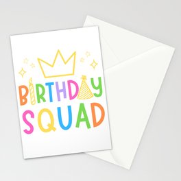 Colorful Birthday Squad Cute Doodle Bday Crew Stationery Card