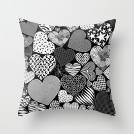 Love Hearts Doodle Art Pattern Throw Pillow
