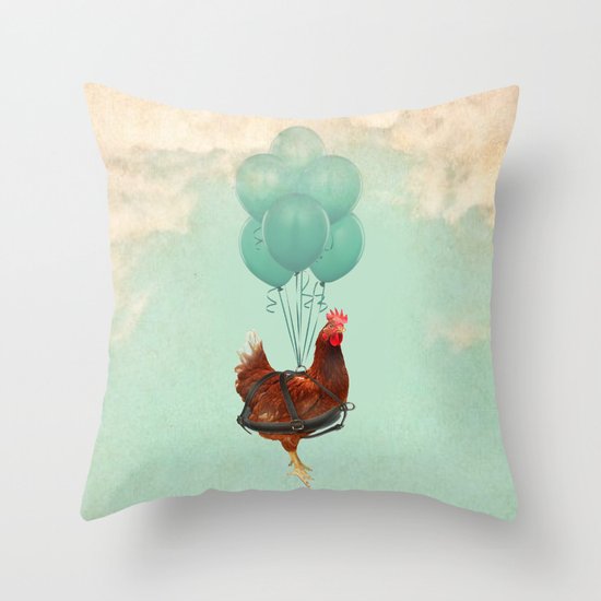Chickens can't fly ("The sky is falling!") Throw Pillow
