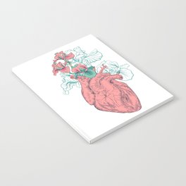 drawing Human heart with flowers Notebook