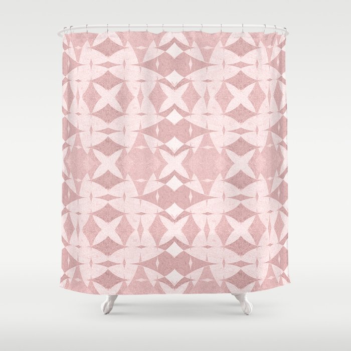 Pastel Coral Ancient Near East Geometric Shower Curtain