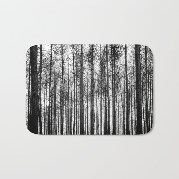 trees in forest landscape - black and white nature photography Bath Mat
