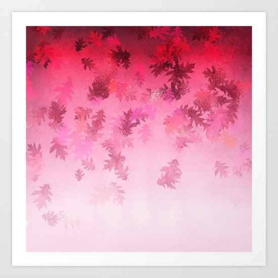 Autumn-world 4 - leaves on pink Art Print