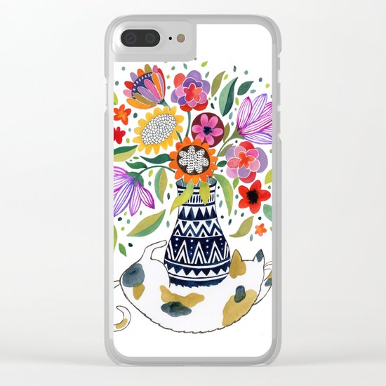 Calico Bouquet Clear iPhone Case