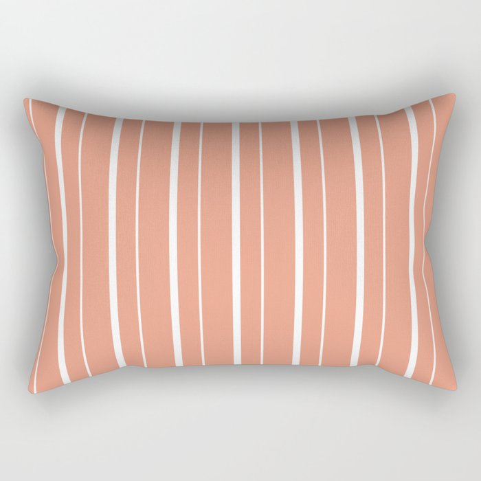 Dark Salmon and White Colored Pattern of Stripes Rectangular Pillow