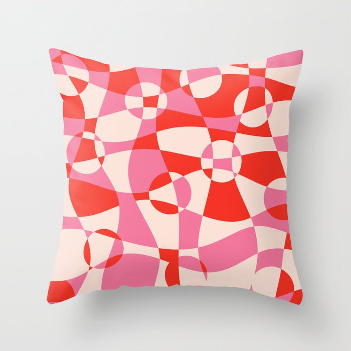 Abstract Geometric Pattern - Red & Pink Throw Pillow