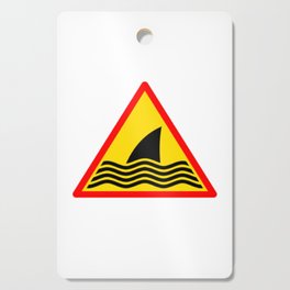 Shark Warning Sign Black Sticker Yellow and Orange Cutting Board