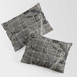 USA PLANO City Map - Black and White Pillow Sham