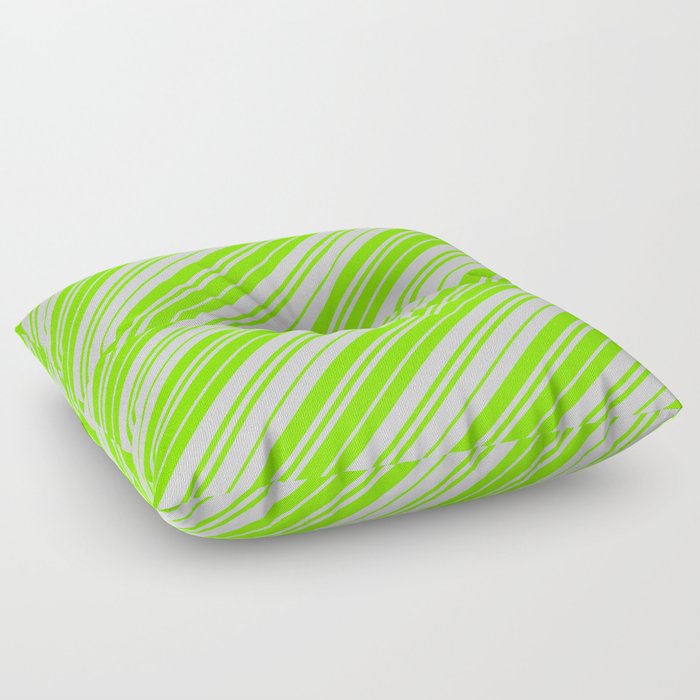 Light Grey & Chartreuse Colored Lines/Stripes Pattern Floor Pillow