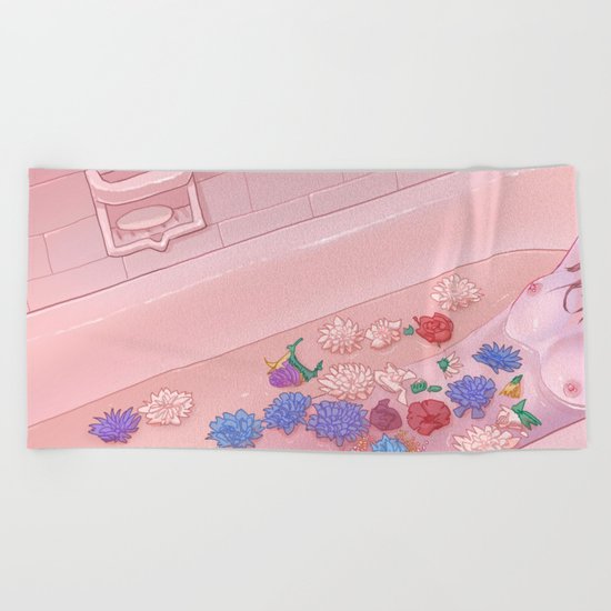 Flower Bath 9 Beach Towel