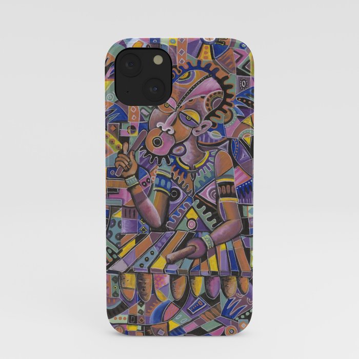 Xylophone Player 2 violet painting of musician iPhone Case