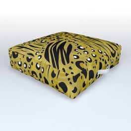 African Safari Collage Outdoor Floor Cushion | Leopardspots, Digital, Animalmarkings, Wildlifeprints, Tigerprint, Tigerstripes, Animalprint, Safariprints, Graphicdesign, Zebrastripes 