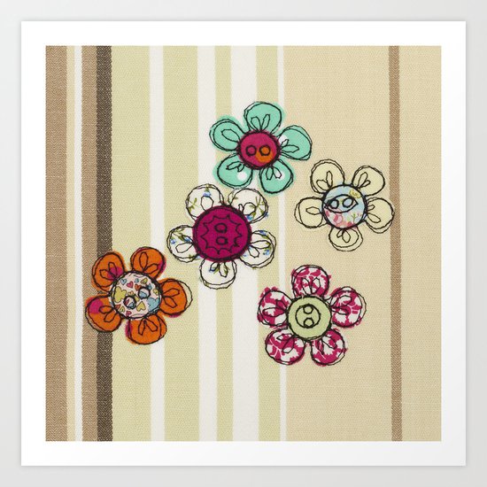 Embroidered Flower Illustration Art Print