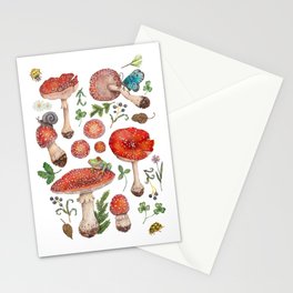 Lovely Red Mushrooms - Bluebg Stationery Card