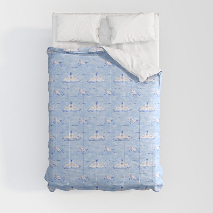  Textured Swans Pattern Comforter