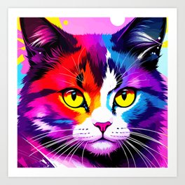 Colorful and Cute Cat Feline Charm Art Print