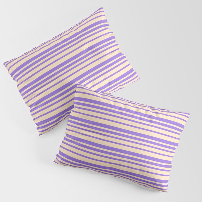 Bisque & Purple Colored Lines/Stripes Pattern Pillow Sham