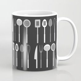 Kitchen Utensil Silhouettes Monochrome Coffee Mug