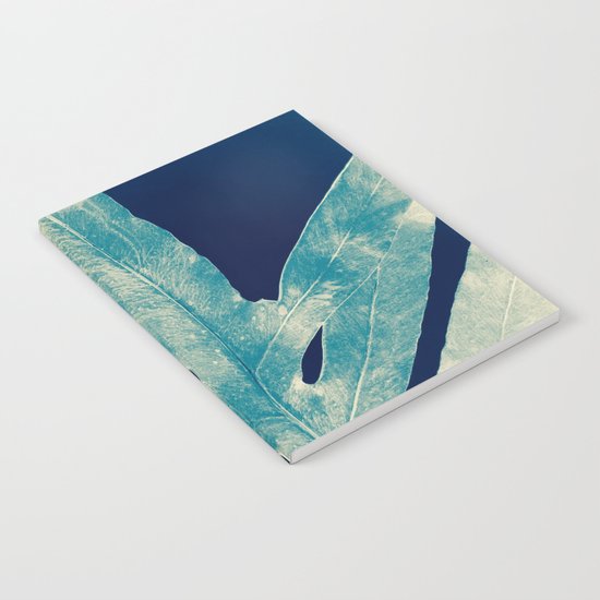 Green Fern at Midnight Bright, Navy Blue Notebook