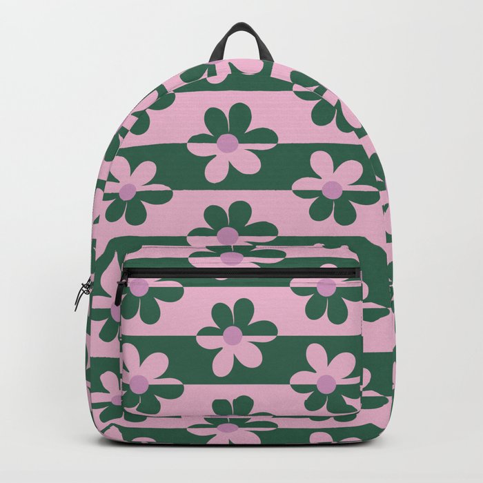 Retro Floral Pattern - Green Pink 2 Backpack