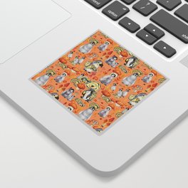 Penguins mushroom family - orange Sticker