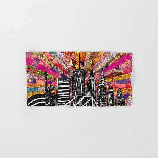 Linocut New York Blooming Hand & Bath Towel