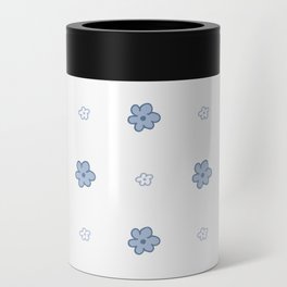 Blue flowers on a white background. Can Cooler