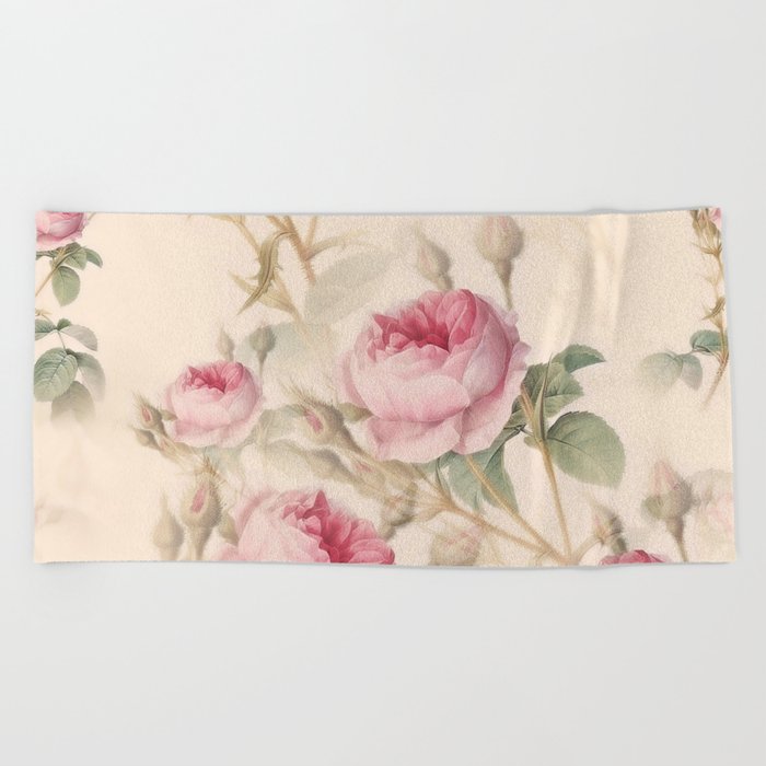 Antique Roses Beach Towel